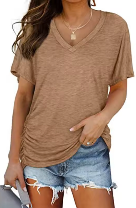 Effen V-Hals Shirt Voor Dames | 50% Korting