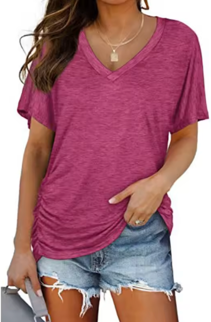 Effen V-Hals Shirt Voor Dames | 50% Korting