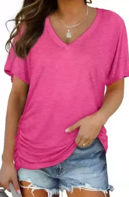 Effen V-Hals Shirt Voor Dames | 50% Korting