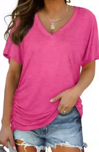 Effen V-Hals Shirt Voor Dames | 50% Korting