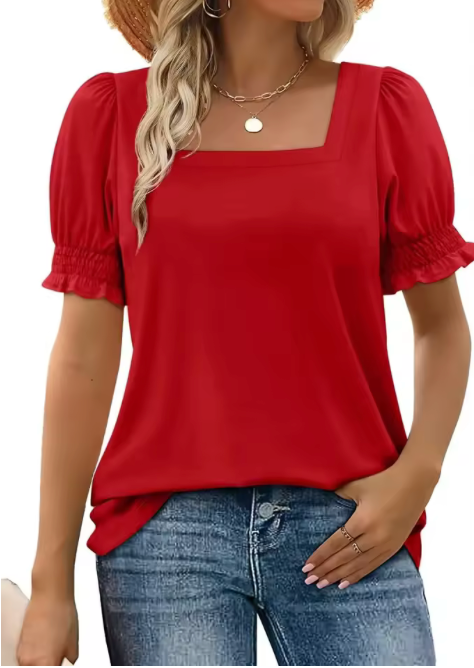 Effen U-Hals Shirt Voor Dames | 50% Korting