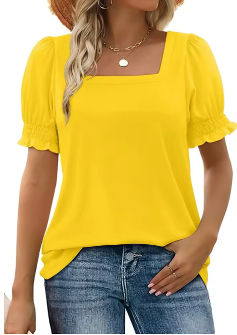 Effen U-Hals Shirt Voor Dames | 50% Korting